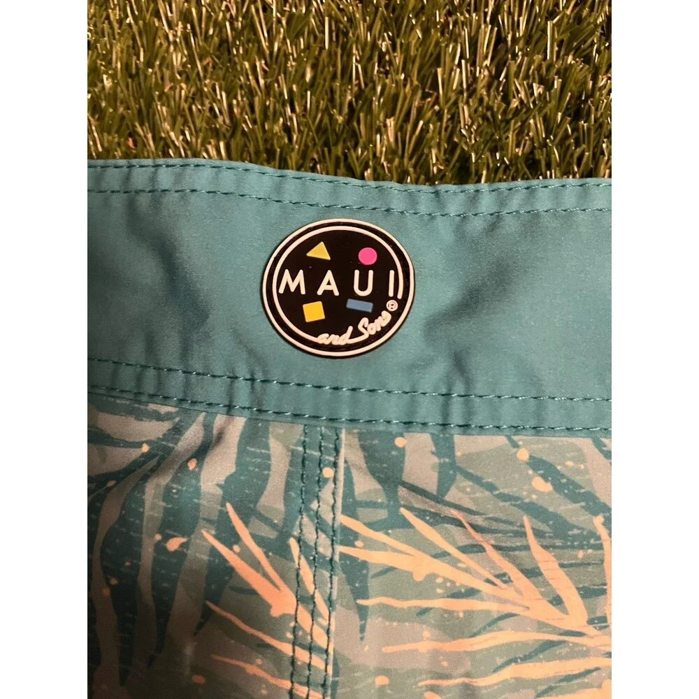 Maui And Sons Floral Color Block Size 36 Board Shorts